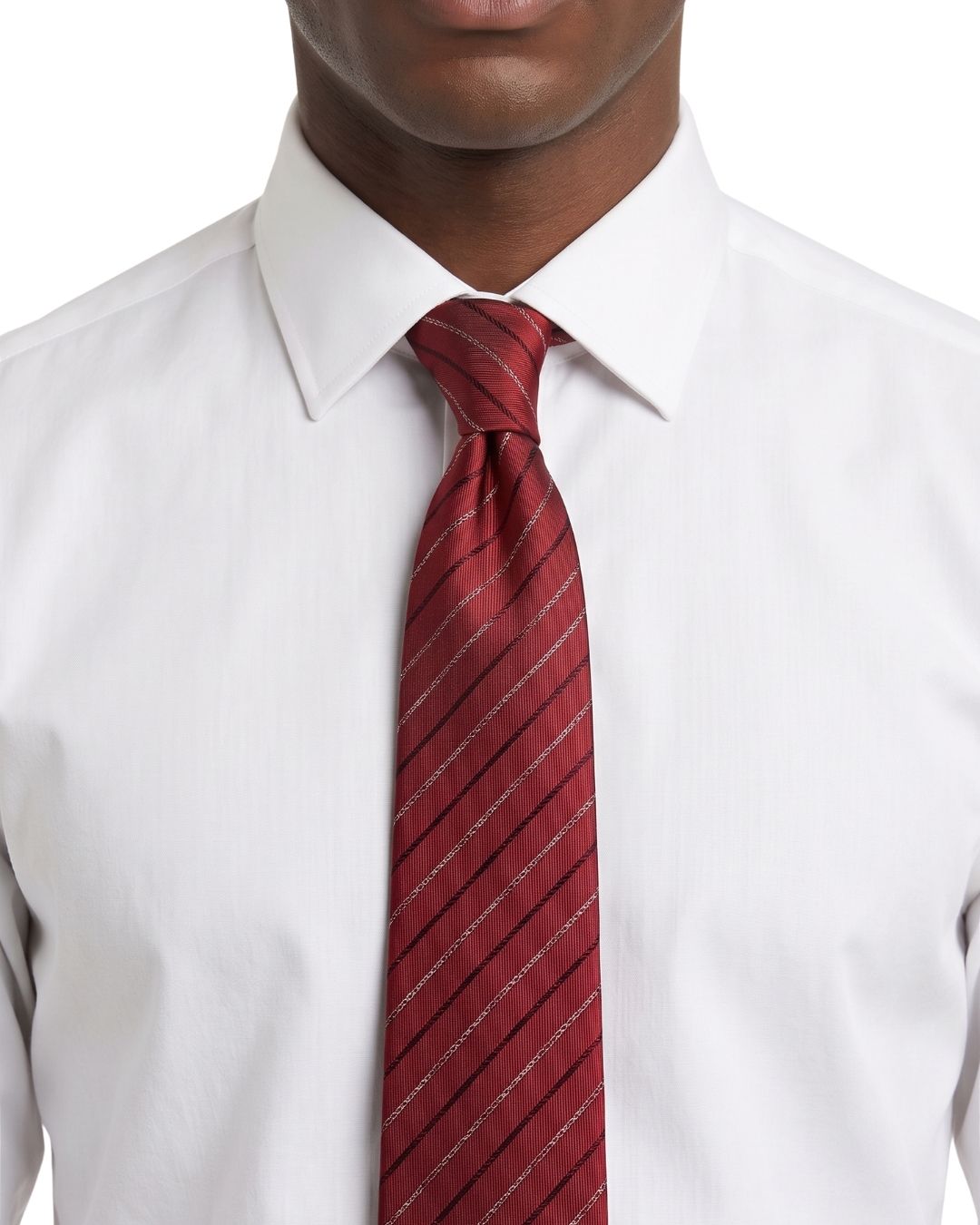 ARMANI COLLEZIONI Armani Collezioni Mens Burgundy / Gray Diagonal Stripe Silk Neck Tie