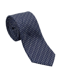 ARMANI COLLEZIONI Armani Collezione Mens Navy Blue / Gray Zigzag Geometric Neck Tie