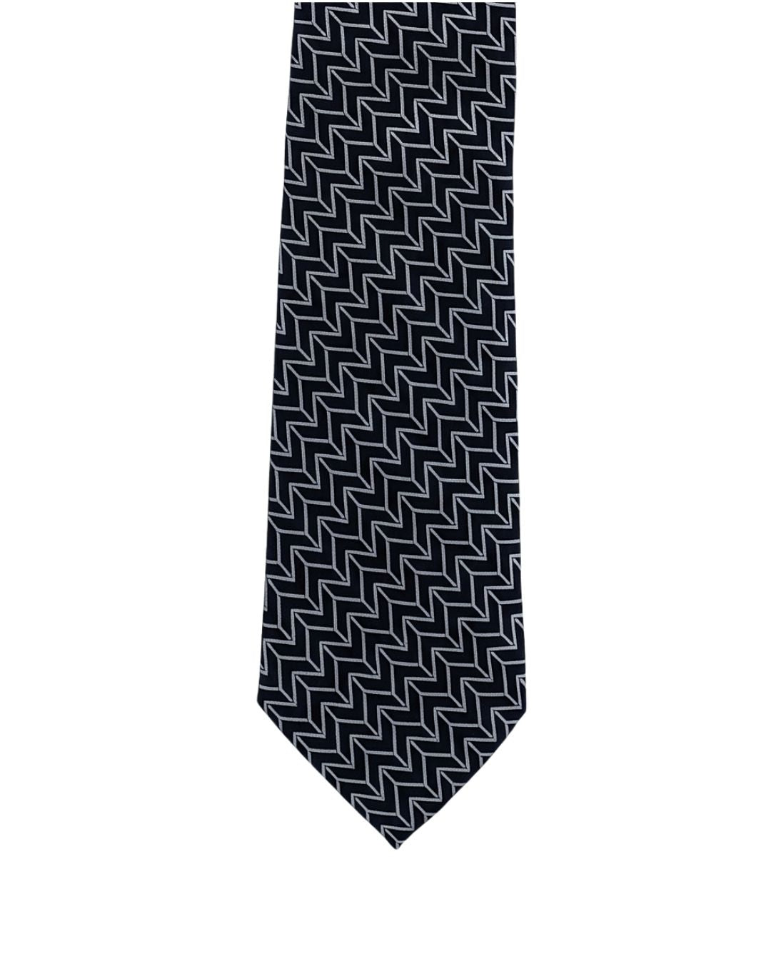 ARMANI COLLEZIONI Armani Collezione Mens Navy Blue / Gray Zigzag Geometric Neck Tie
