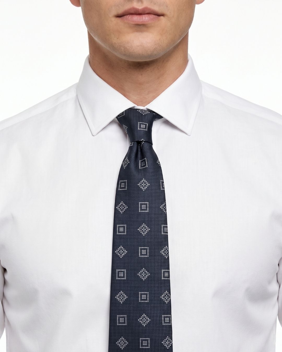 ARMANI COLLEZIONI Armani Collezione Mens Navy Blue / Gray Square Diamond Neck Tie
