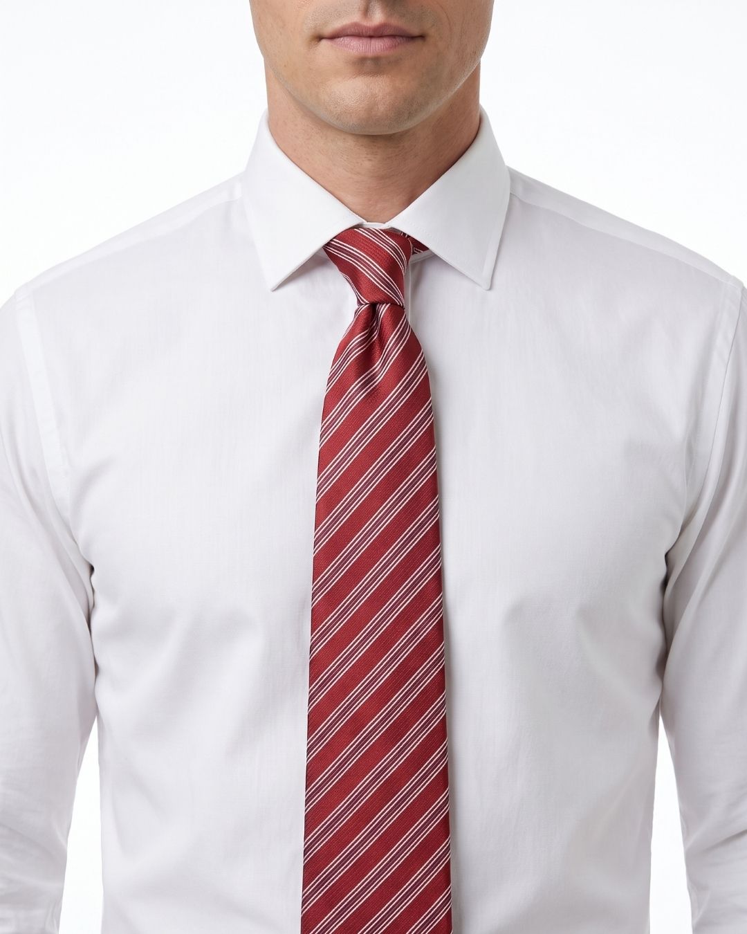 ARMANI COLLEZIONI Armani Collezione Mens Red / White / Gray Diagonal Stripe Neck Tie