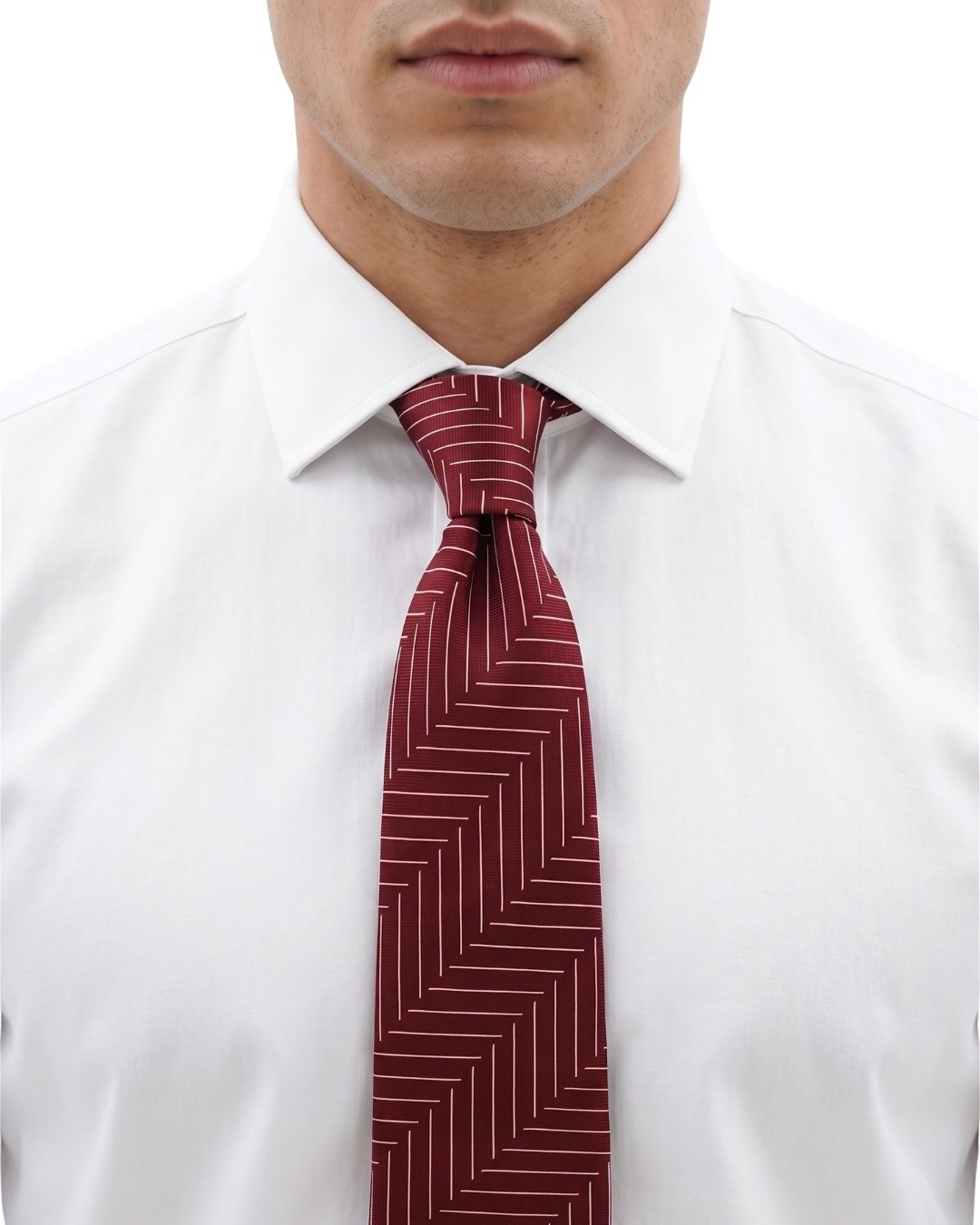 Armani Collezioni Mens Burgundy Chevron Silk Neck Tie