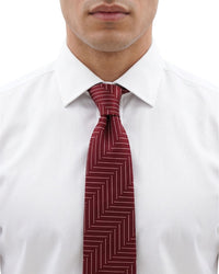 Armani Collezioni Mens Burgundy Chevron Silk Neck Tie