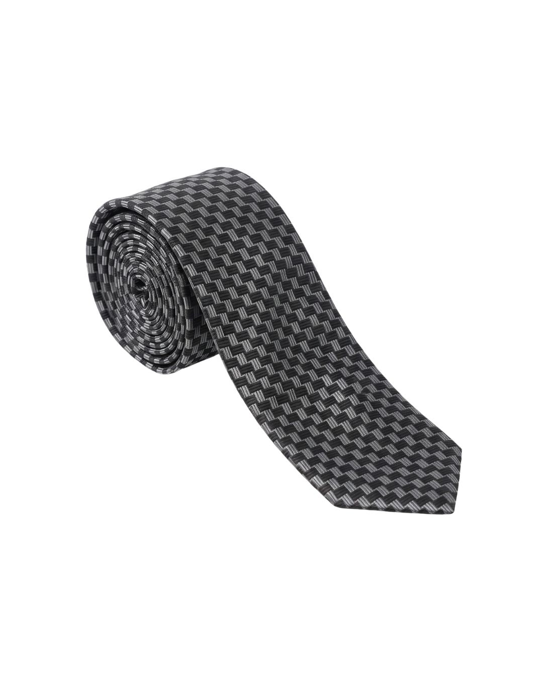 ARMANI COLLEZIONI Armani Collezioni Mens Black / Gray Houndstooth Silk Neck Tie