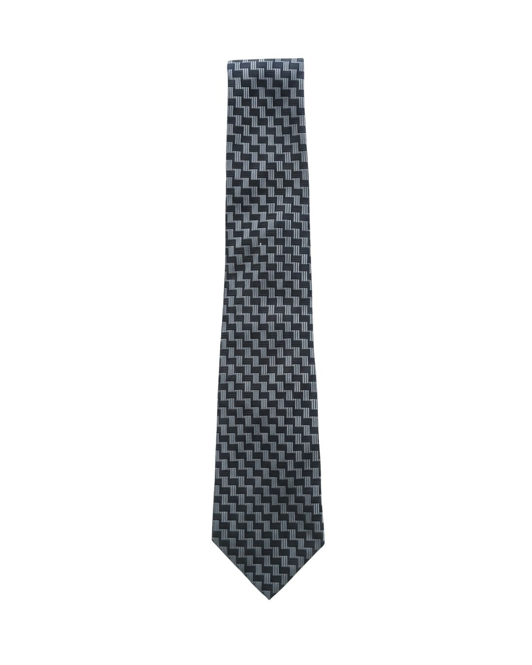 ARMANI COLLEZIONI Armani Collezioni Mens Black / Gray Houndstooth Silk Neck Tie