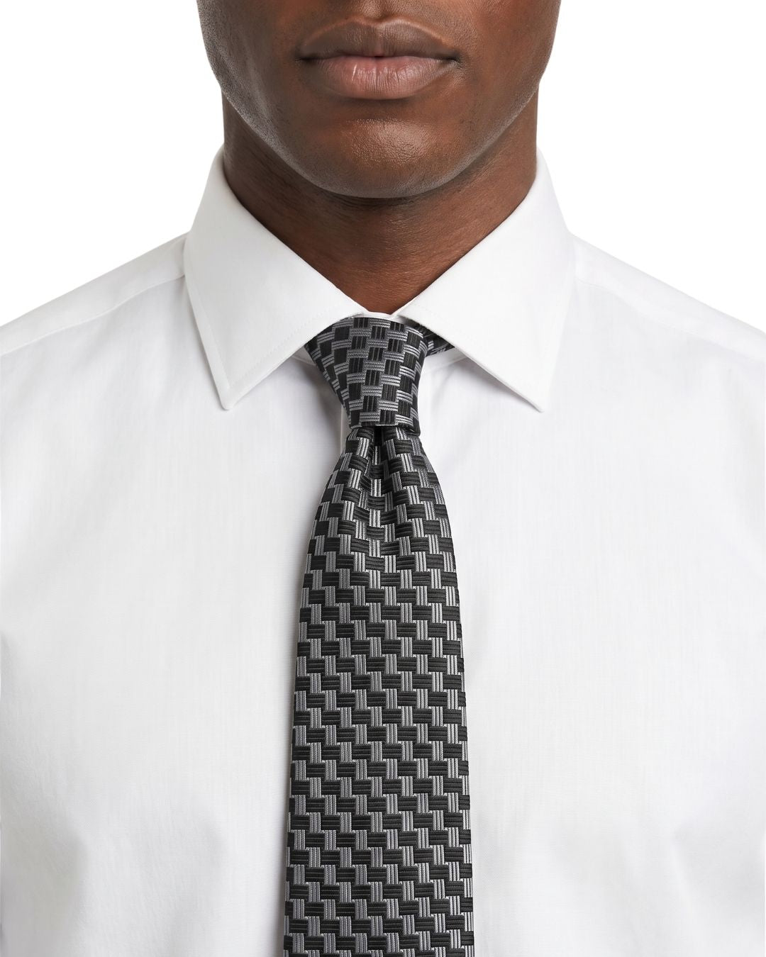 ARMANI COLLEZIONI Armani Collezioni Mens Black / Gray Houndstooth Silk Neck Tie
