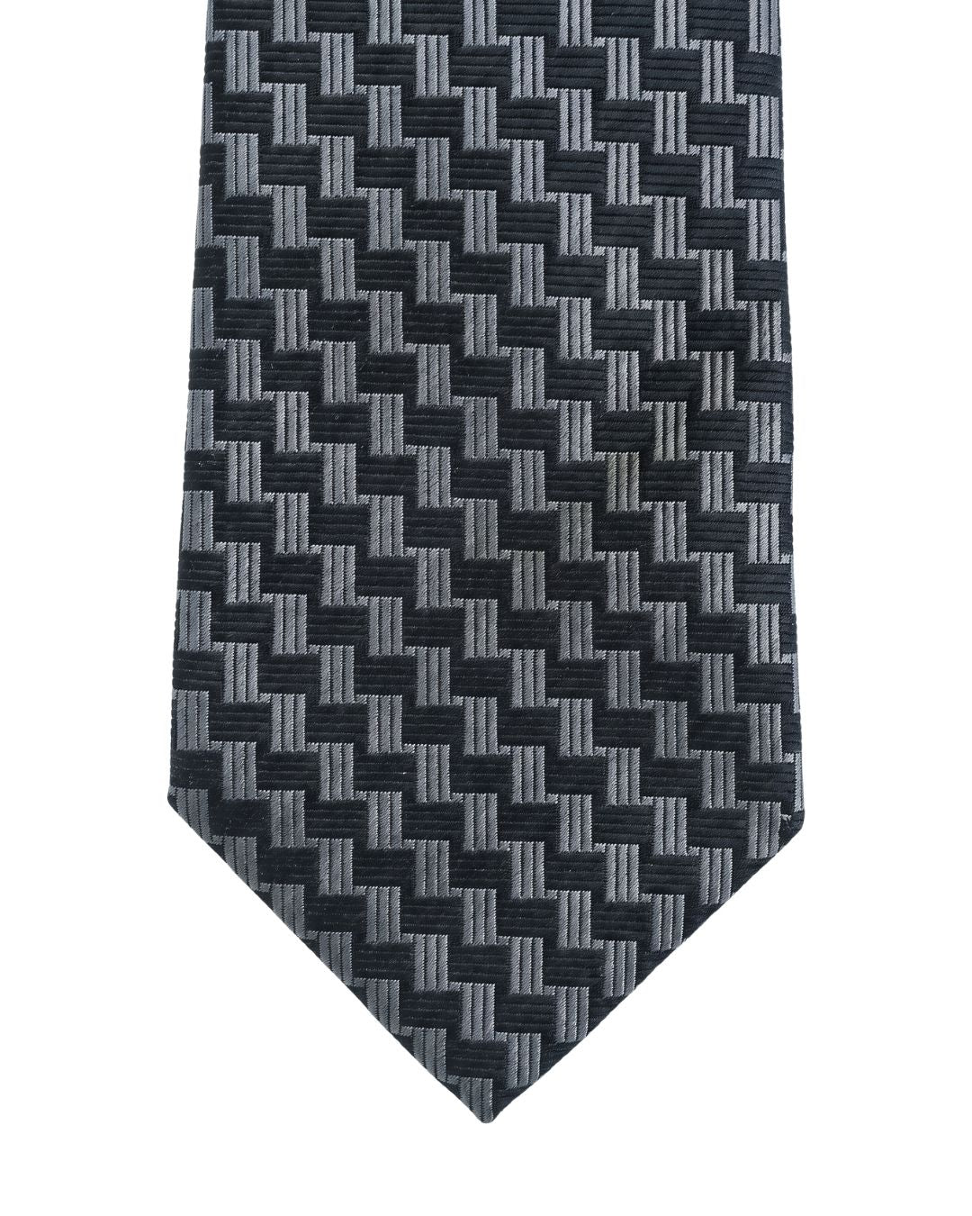 ARMANI COLLEZIONI Armani Collezioni Mens Black / Gray Houndstooth Silk Neck Tie