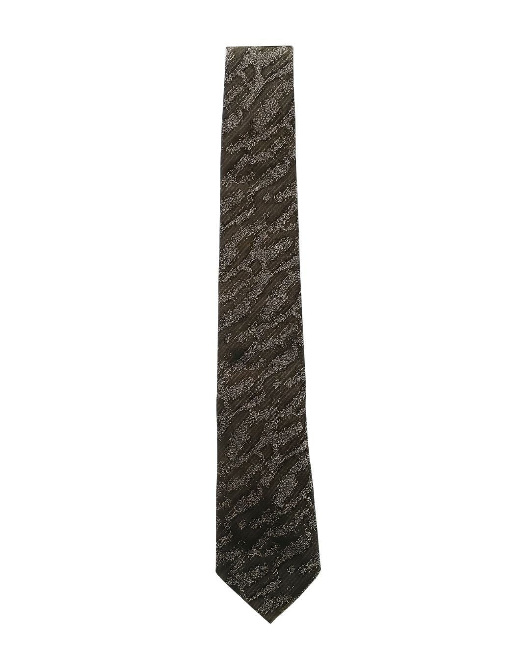 Armani Collezione Mens Olive Brown / Black Abstract Textured Neck Tie