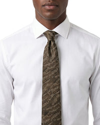 Armani Collezione Mens Olive Brown / Black Abstract Textured Neck Tie