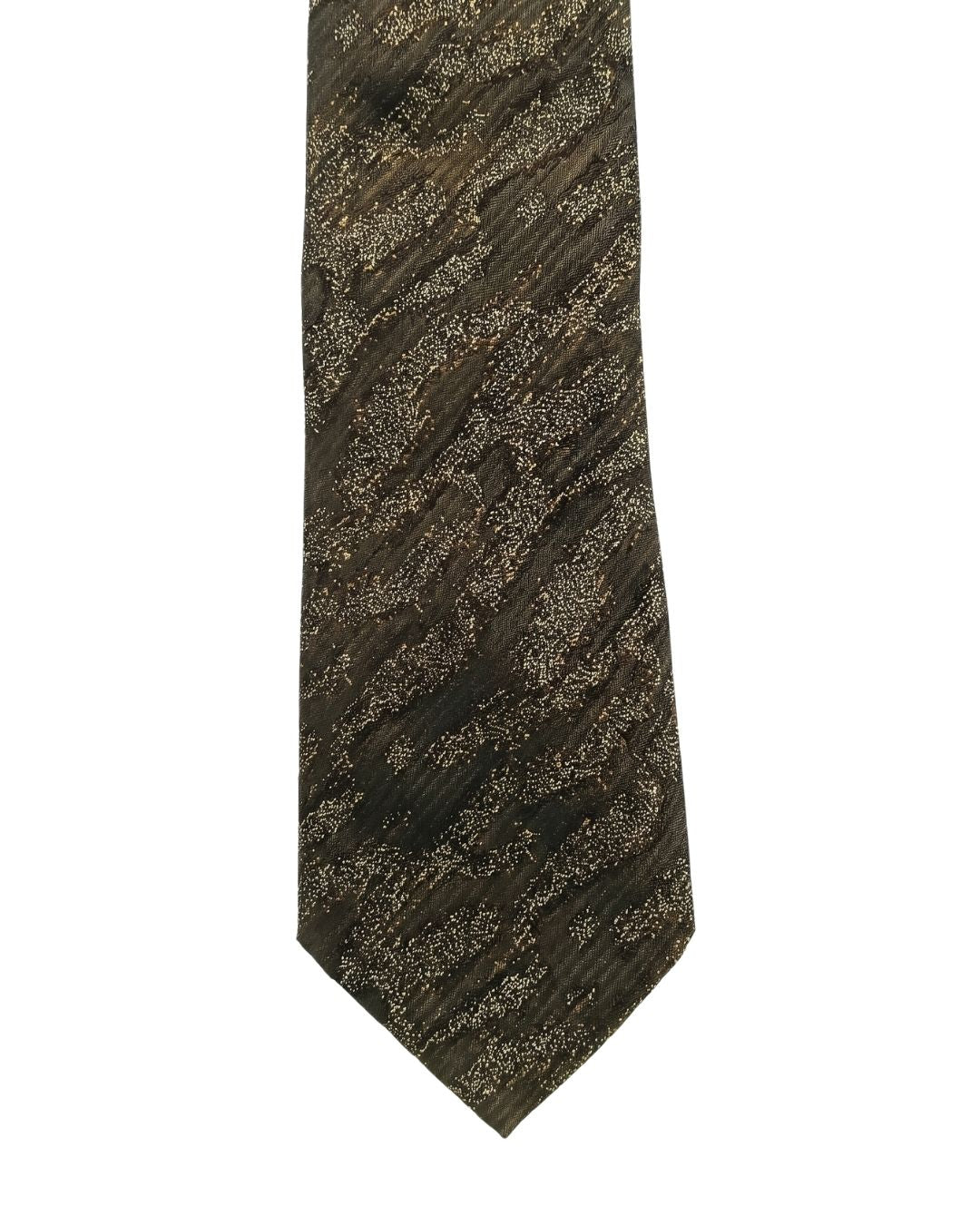 Armani Collezione Mens Olive Brown / Black Abstract Textured Neck Tie