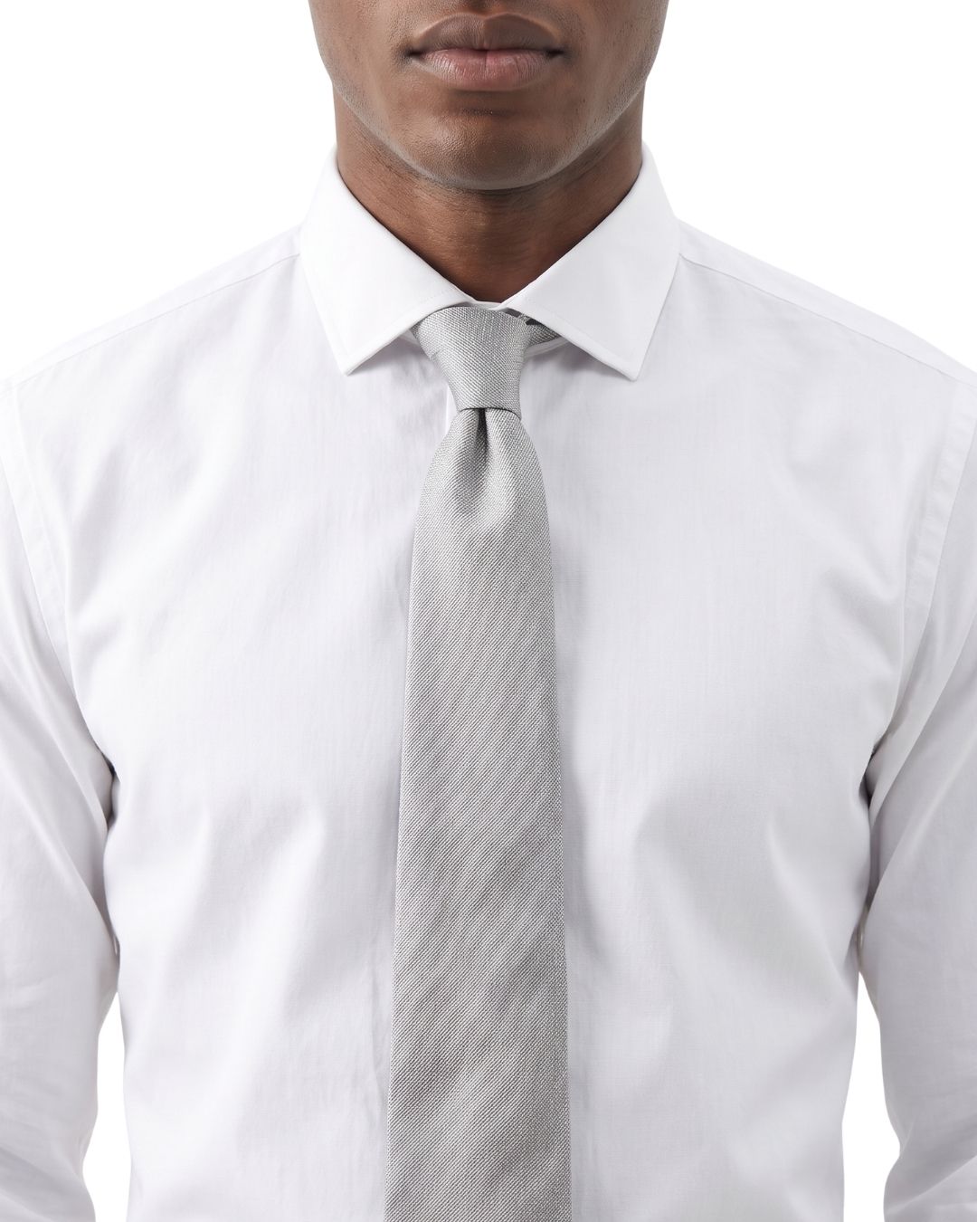 ARMANI COLLEZIONI Armani Collezioni Mens Ivory Solid Textured Silk Neck Tie