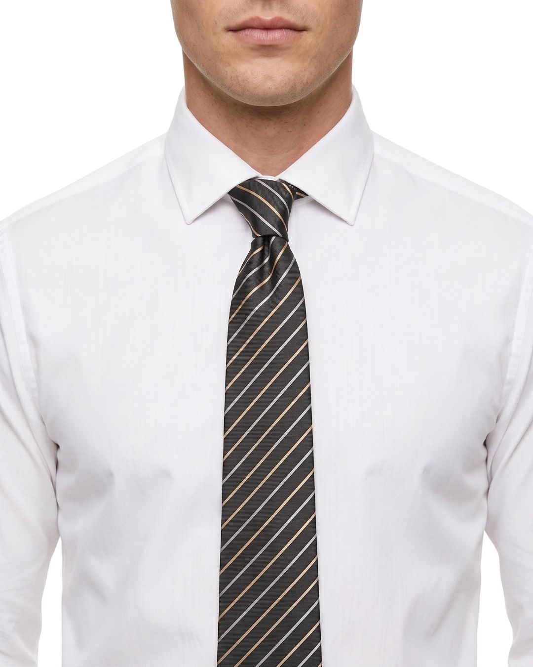 ARMANI COLLEZIONI Armani Collezioni Mens Black / White Diagonal Stripe Neck Tie