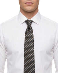 ARMANI COLLEZIONI Armani Collezioni Mens Black / White Diagonal Stripe Neck Tie