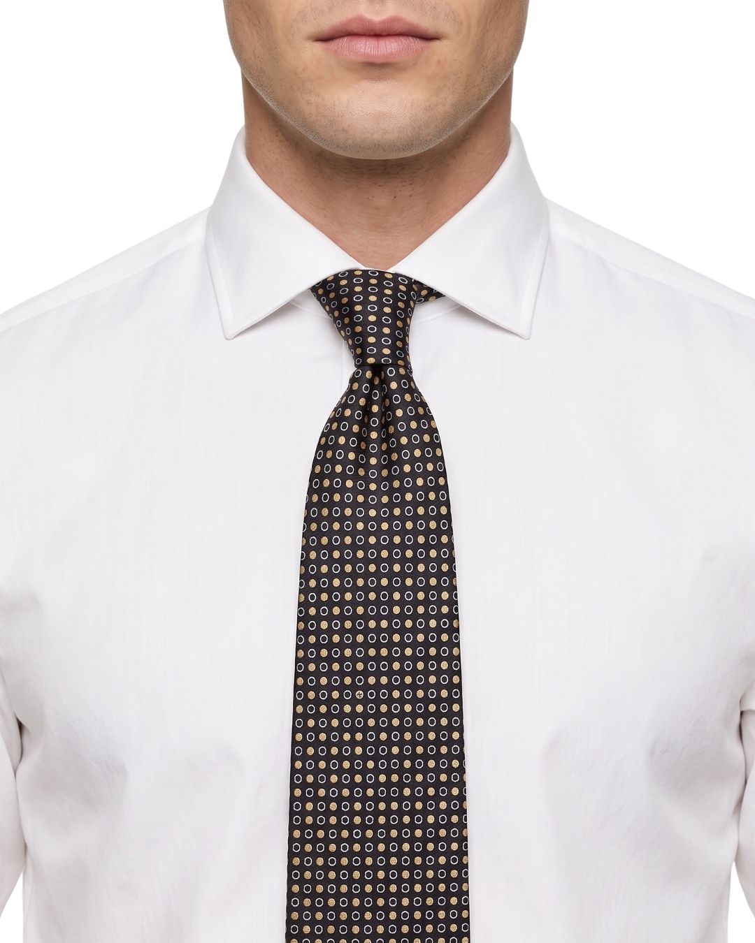 ARMANI COLLEZIONI Armani Collezioni Mens Brown / Tan Micro Circle Geometric Neck Tie