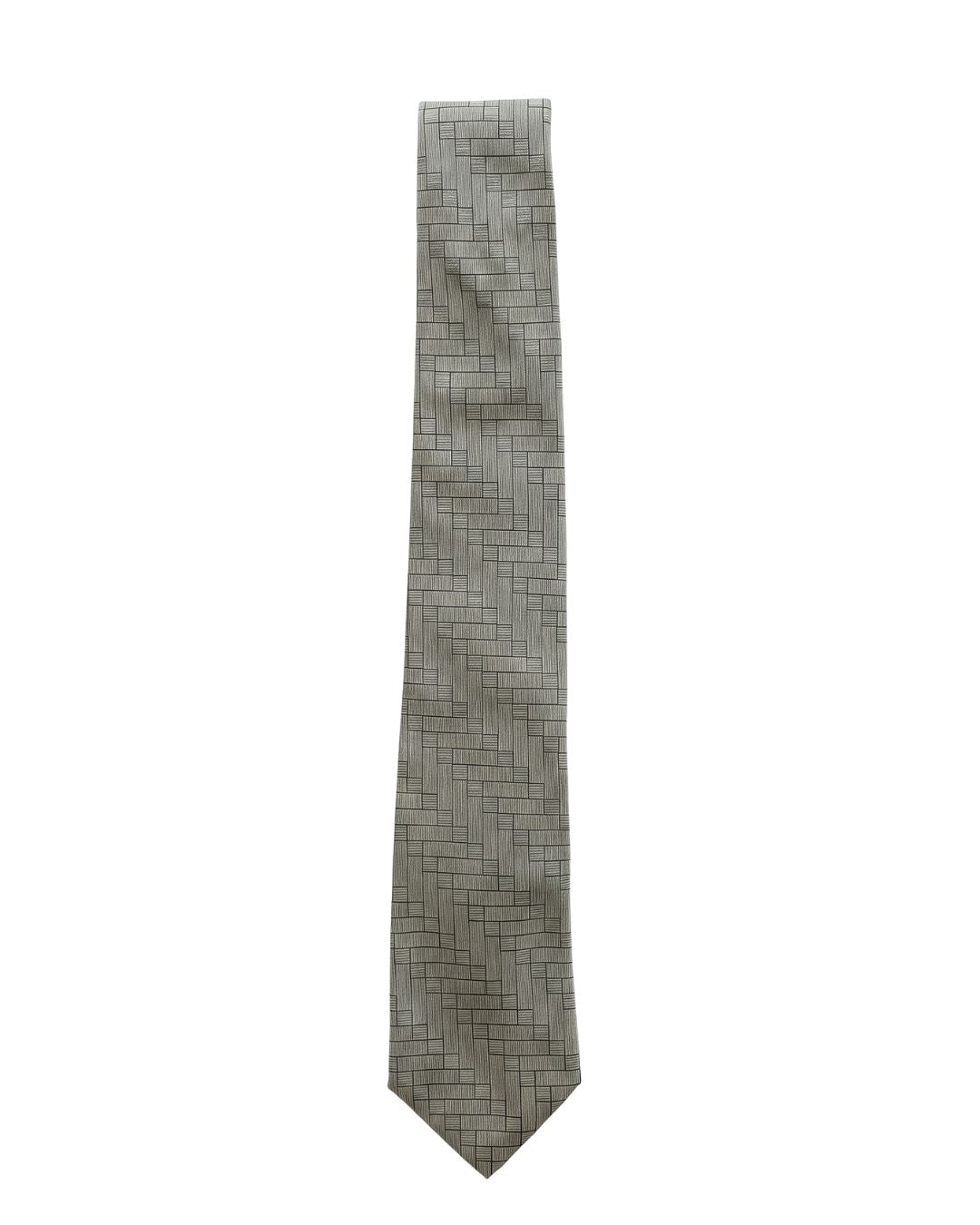 ARMANI COLLEZIONI Armani Collezioni Mens Sage Green / Charcoal Linear Grid Neck Tie
