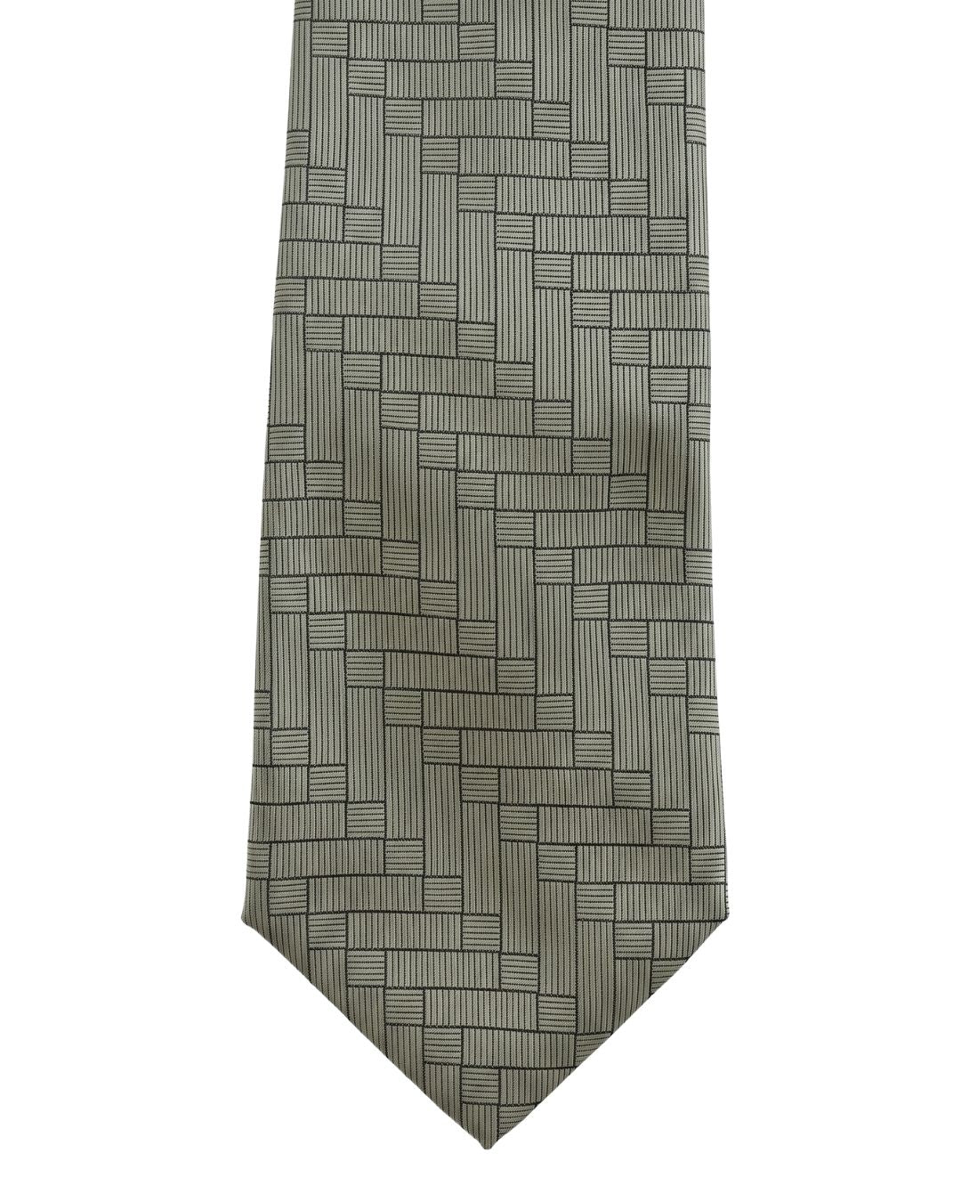 ARMANI COLLEZIONI Armani Collezioni Mens Sage Green / Charcoal Linear Grid Neck Tie