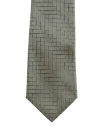 ARMANI COLLEZIONI Armani Collezioni Mens Sage Green / Charcoal Linear Grid Neck Tie