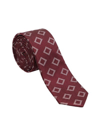 ARMANI COLLEZIONI Armani Collezioni Mens Burgundy / Ivory Geometric Silk Neck Tie