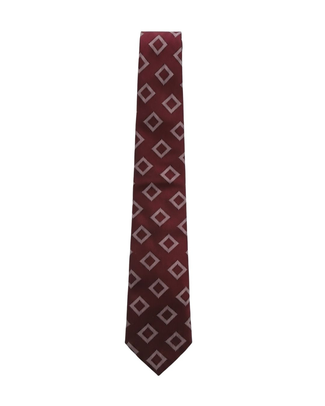 ARMANI COLLEZIONI Armani Collezioni Mens Burgundy / Ivory Geometric Silk Neck Tie