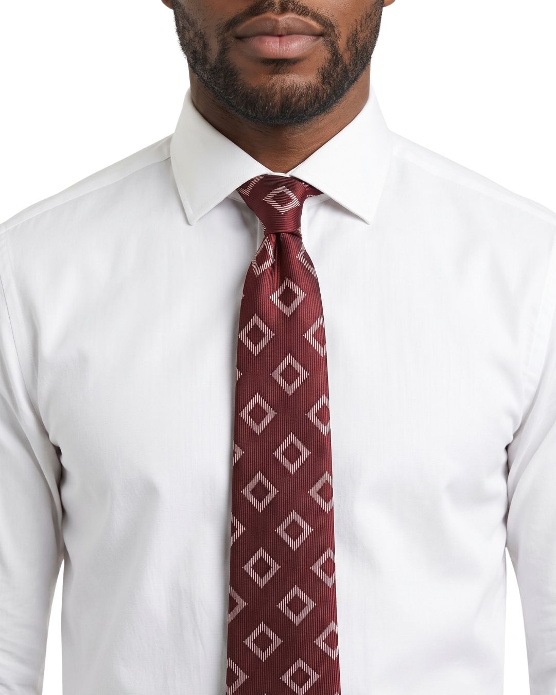 ARMANI COLLEZIONI Armani Collezioni Mens Burgundy / Ivory Geometric Silk Neck Tie