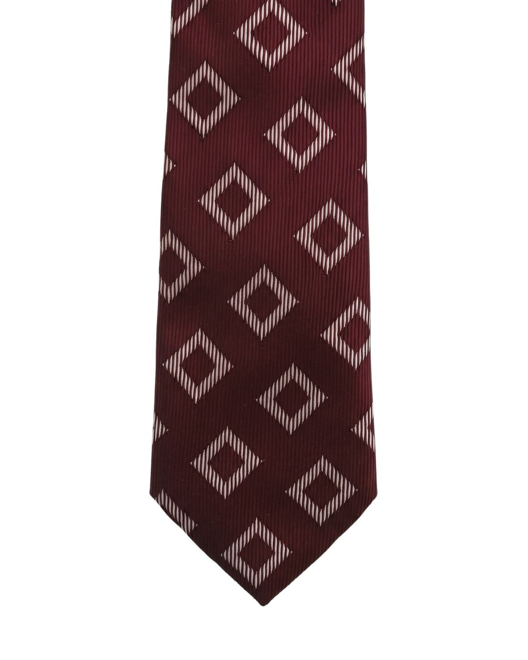 ARMANI COLLEZIONI Armani Collezioni Mens Burgundy / Ivory Geometric Silk Neck Tie