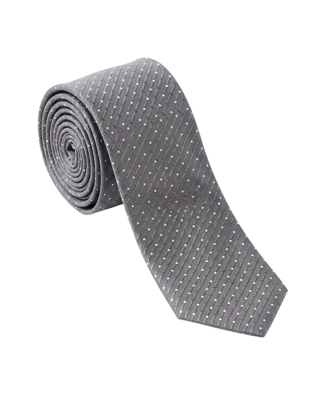 ARMANI COLLEZIONI Armani Collezioni Mens Gray / White Micro Dash Neck Tie