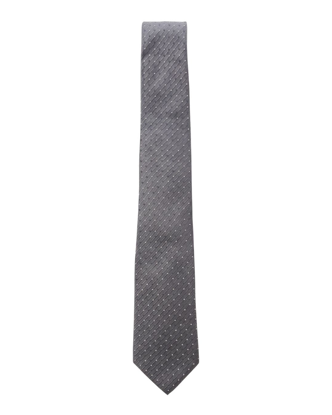 ARMANI COLLEZIONI Armani Collezioni Mens Gray / White Micro Dash Neck Tie
