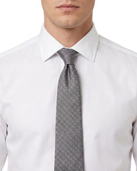 ARMANI COLLEZIONI Armani Collezioni Mens Gray / White Micro Dash Neck Tie