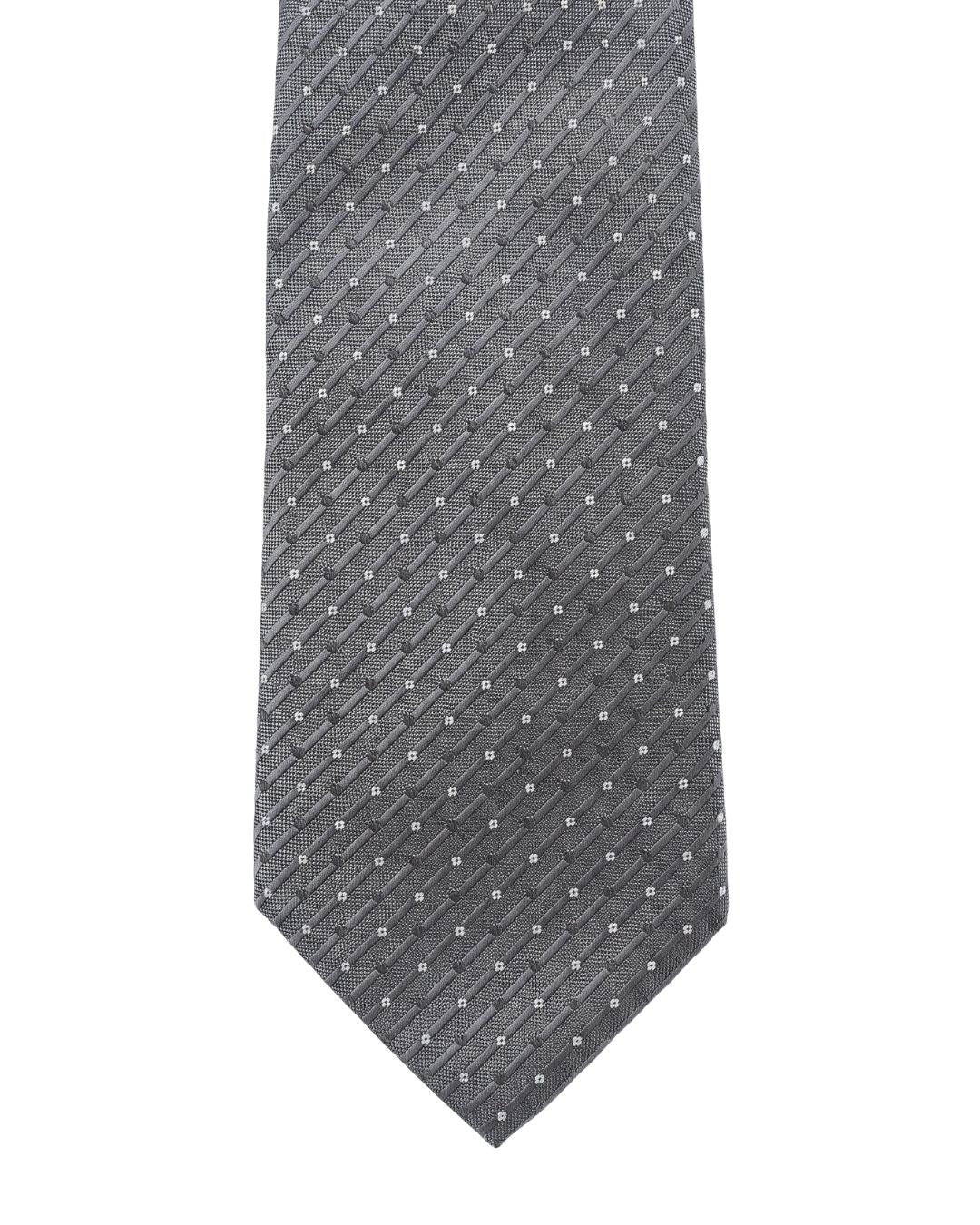 ARMANI COLLEZIONI Armani Collezioni Mens Gray / White Micro Dash Neck Tie