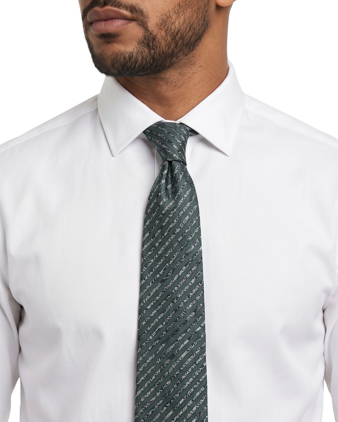 ARMANI COLLEZIONI Armani Collezioni Mens Teal / White Dash Silk Neck Tie