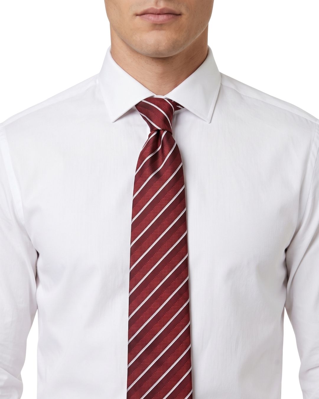 ARMANI COLLEZIONI Armani Collezioni Mens Red / White Diagonal Stripe Silk Neck Tie