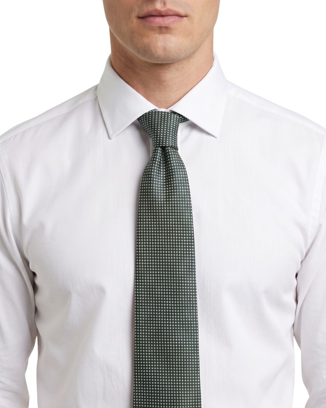 ARMANI COLLEZIONI Armani Collezioni Mens Green / White Micro Dot Silk Neck Tie