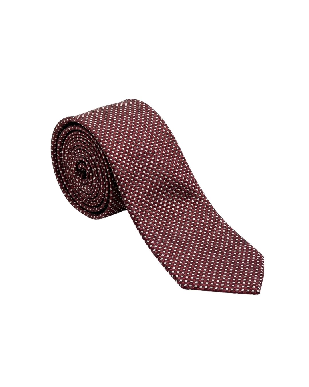 ARMANI COLLEZIONI Armani Collezioni Mens Burgundy / White Micro Dot Silk Neck Tie