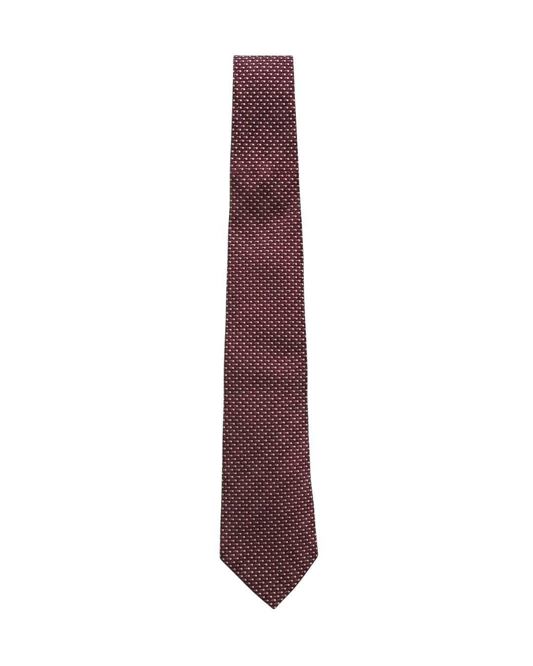 ARMANI COLLEZIONI Armani Collezioni Mens Burgundy / White Micro Dot Silk Neck Tie