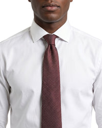 ARMANI COLLEZIONI Armani Collezioni Mens Burgundy / White Micro Dot Silk Neck Tie