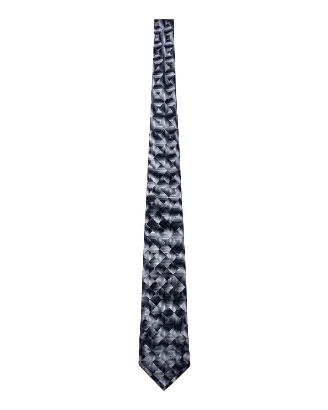 ARMANI COLLEZIONI Armani Collezione Mens Charcoal Gray / Silver Gray Optical Geometric Neck Tie
