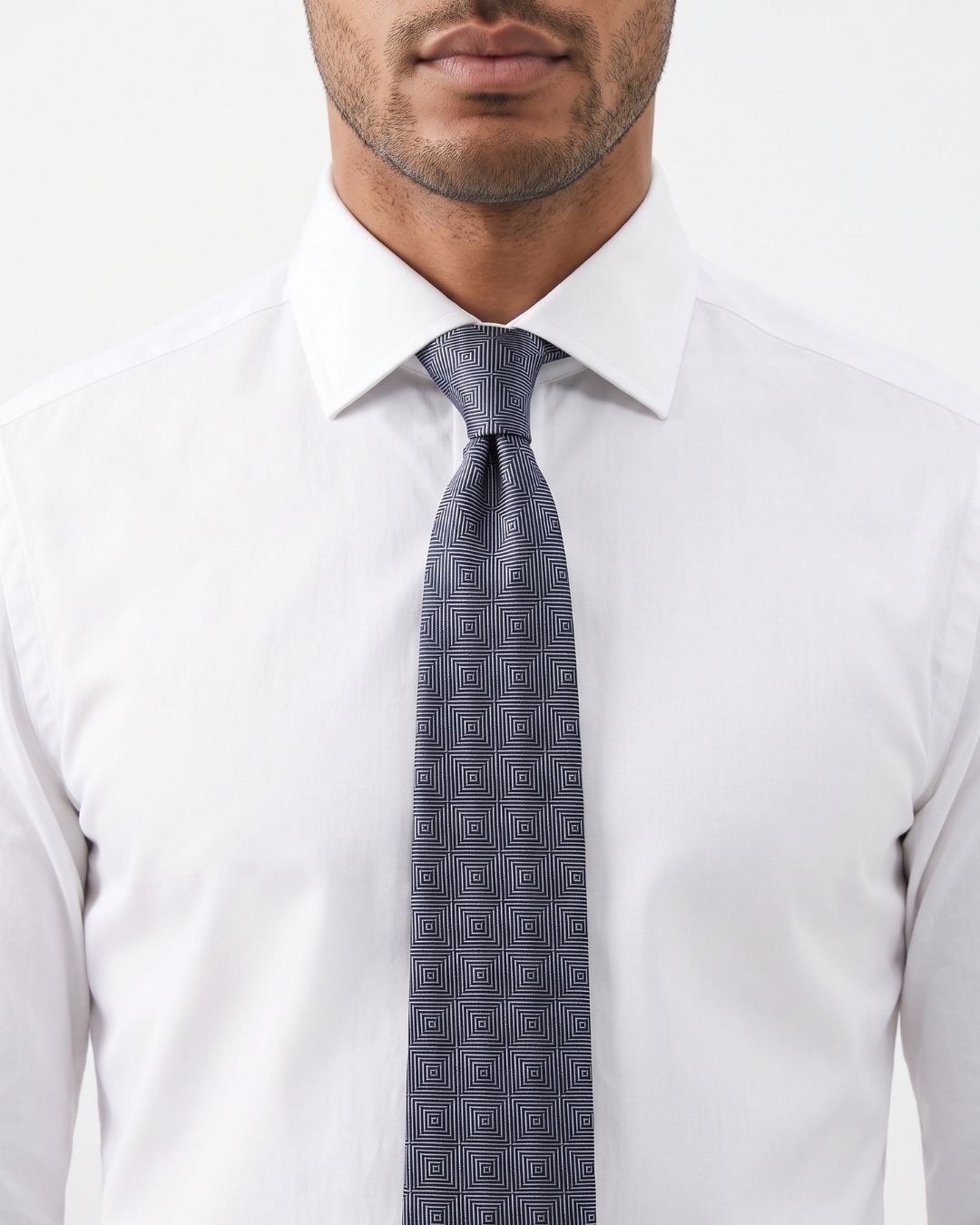 ARMANI COLLEZIONI Armani Collezione Mens Charcoal Gray / Silver Gray Optical Geometric Neck Tie