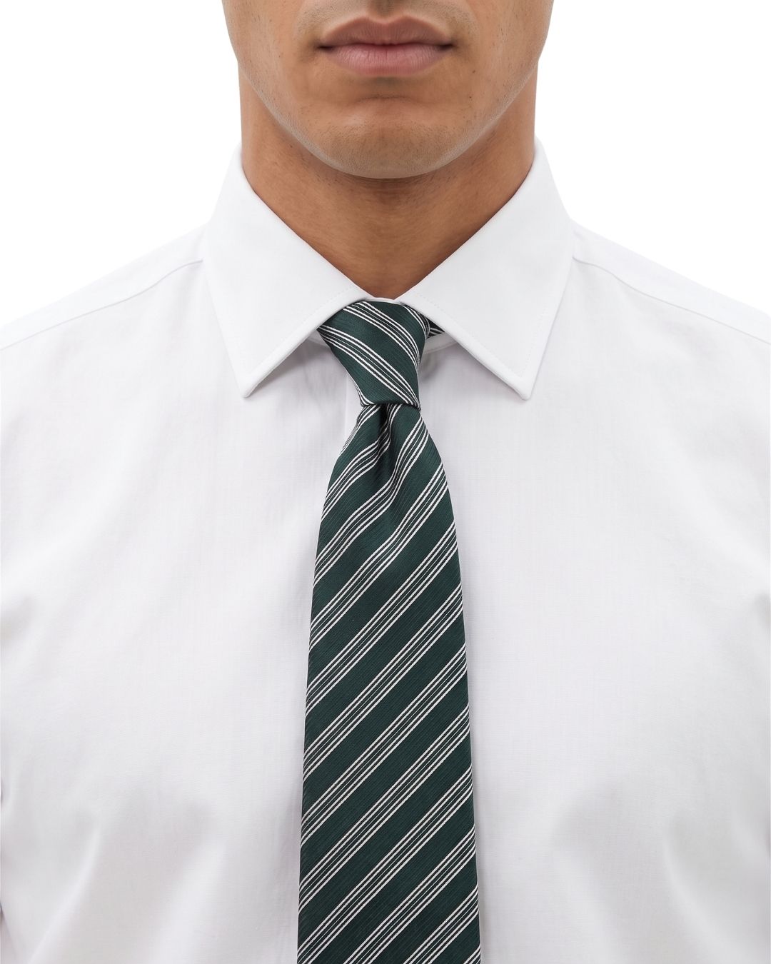 ARMANI COLLEZIONI Armani Collezioni Mens Green / Pink / White Diagonal Stripe Silk Neck Tie