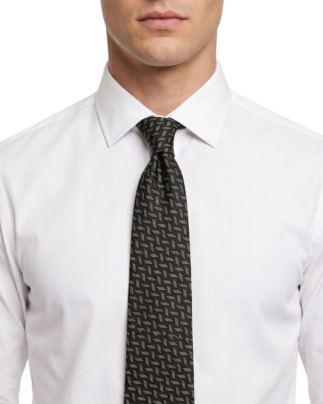 ARMANI COLLEZIONI Armani Collezioni Mens Black / Gray Geometric Silk Neck Tie