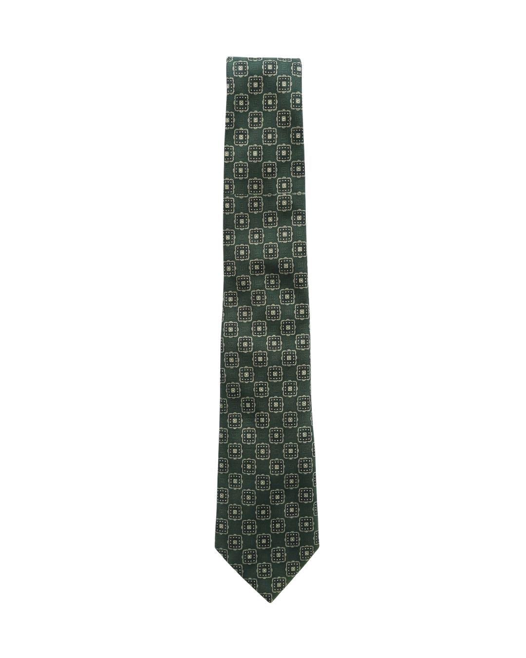 ARMANI COLLEZIONI Armani Collezioni Mens Olive Green / Beige Geometric Silk Neck Tie