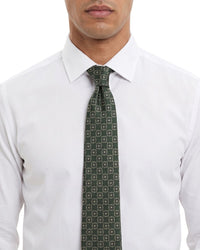 ARMANI COLLEZIONI Armani Collezioni Mens Olive Green / Beige Geometric Silk Neck Tie