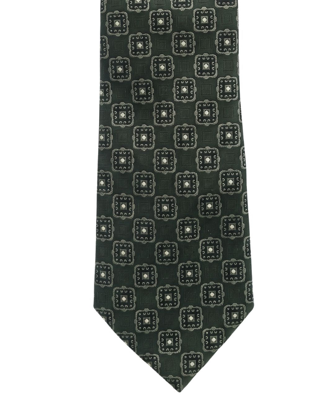 ARMANI COLLEZIONI Armani Collezioni Mens Olive Green / Beige Geometric Silk Neck Tie