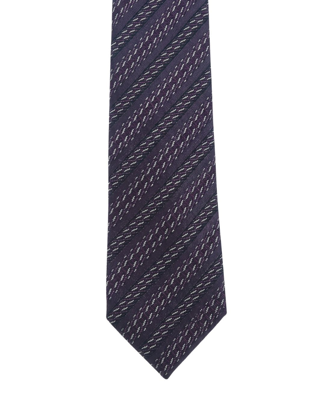 ARMANI COLLEZIONI Armani Collezioni Mens Dark Purple / Pink Textured Diagonal Stripe Neck Tie