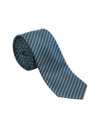 ARMANI COLLEZIONI Armani Collezioni Mens Teal / Blue / White Diagonal Stripe Silk Neck Tie