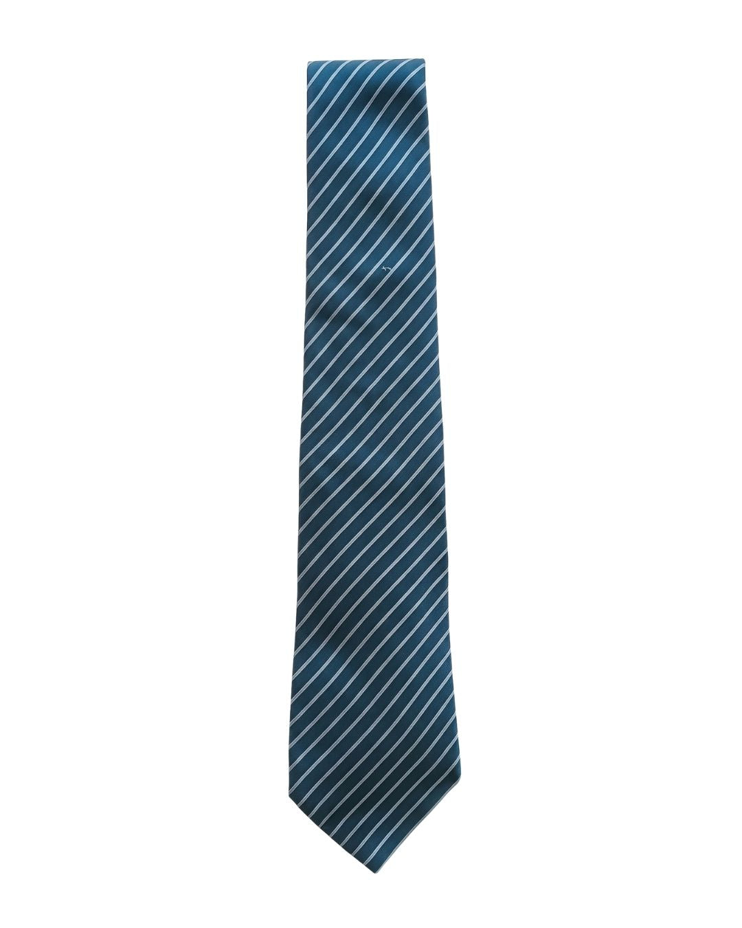 ARMANI COLLEZIONI Armani Collezioni Mens Teal / Blue / White Diagonal Stripe Silk Neck Tie
