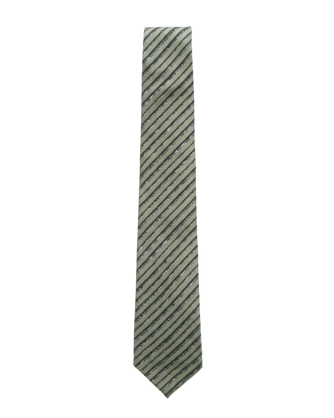 ARMANI COLLEZIONI Armani Collezioni Mens Beige / Black Diagonal Stripe Silk Neck Tie