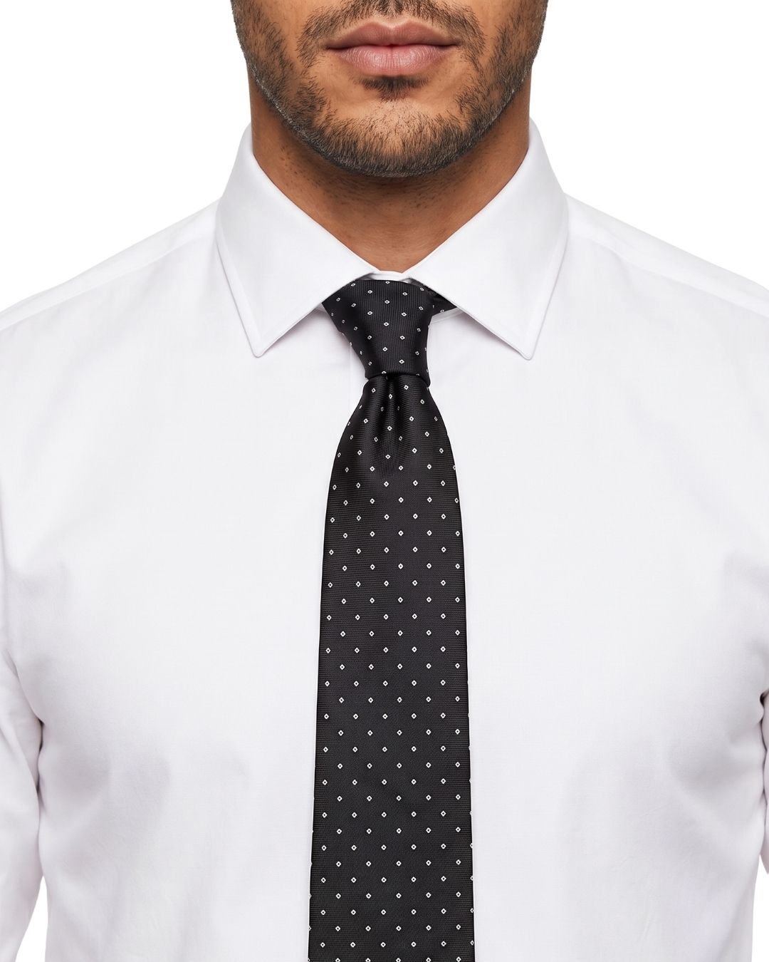 ARMANI COLLEZIONI Armani Collezioni Mens Black / White Micro Dot Silk Neck Tie