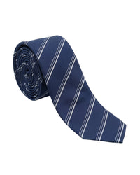 ARMANI COLLEZIONI Armani Collezione Mens Navy Blue / White / Gray Diagonal Stripe Neck Tie