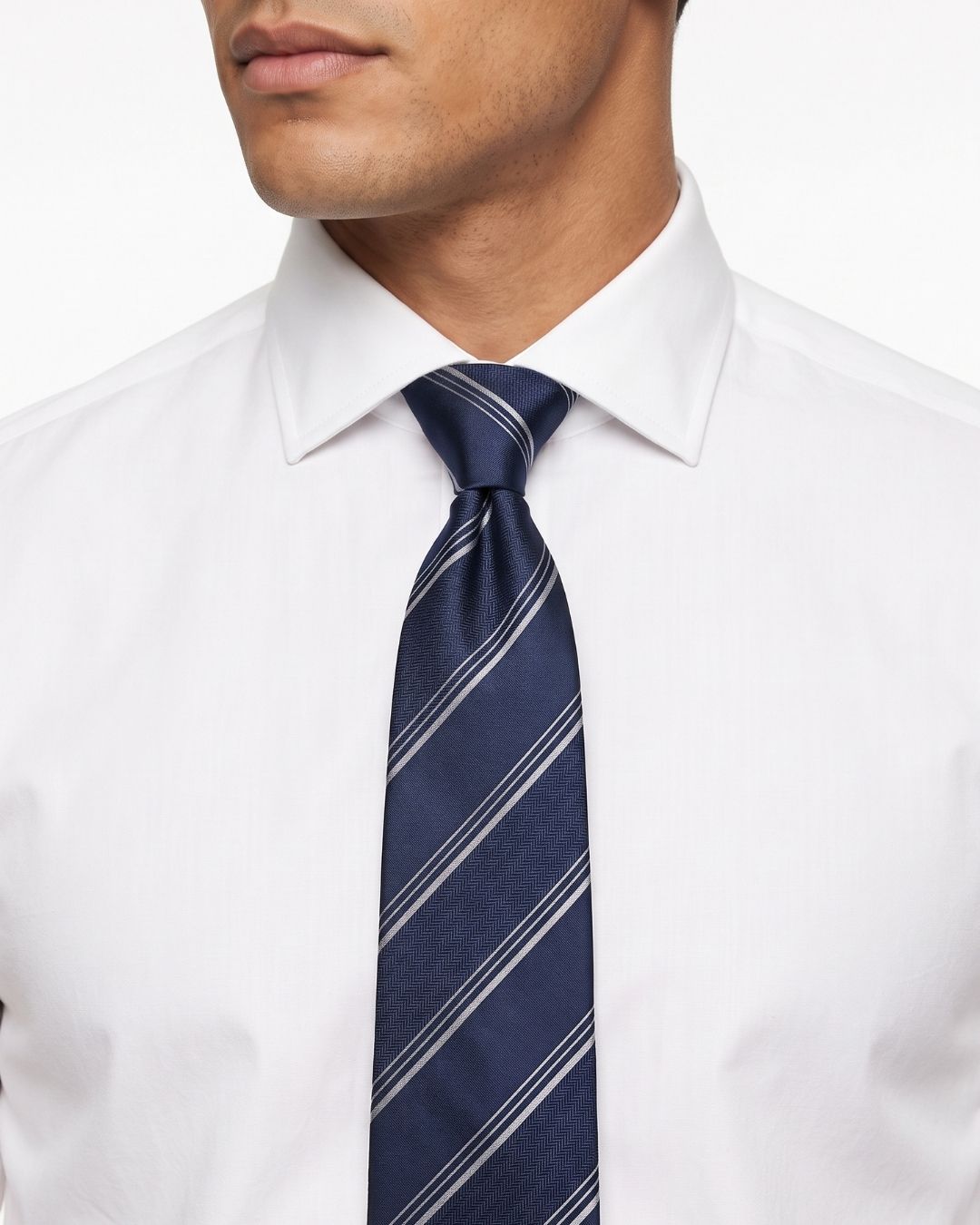 ARMANI COLLEZIONI Armani Collezione Mens Navy Blue / White / Gray Diagonal Stripe Neck Tie