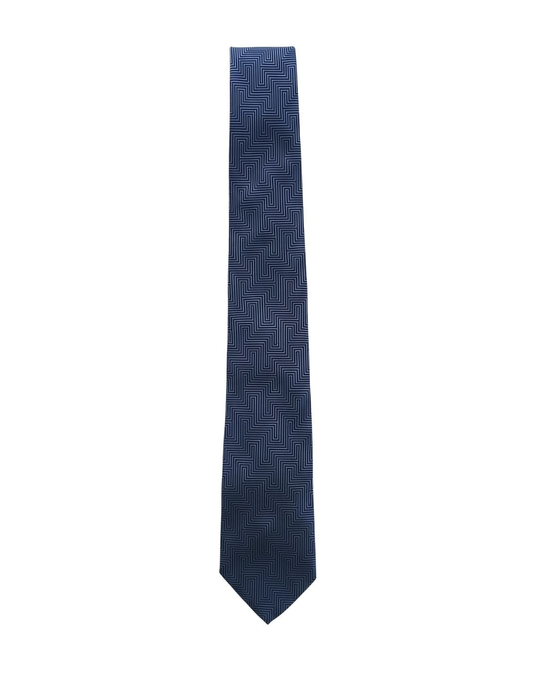 ARMANI COLLEZIONI Armani Collezione Mens Navy Blue Tonal Geometric Neck Tie